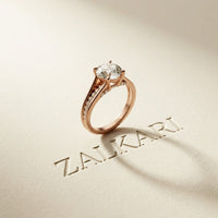 1.80 Ct Round Cut Moissanite Signature Accent Ring