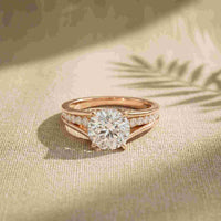 1.80 Ct Round Cut Moissanite Signature Accent Ring