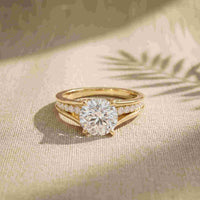1.80 Ct Round Cut Moissanite Signature Accent Ring