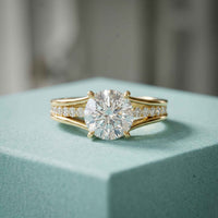 1.80 Ct Round Cut Moissanite Signature Accent Ring