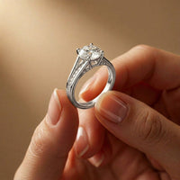 1.80 Ct Round Cut Moissanite Signature Accent Ring