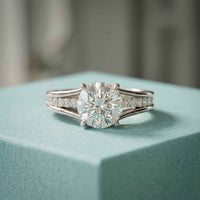 1.80 Ct Round Cut Moissanite Signature Accent Ring