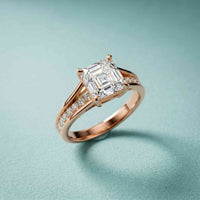 2.30 Ct Asscher Cut Moissanite Split Shank Accent Ring
