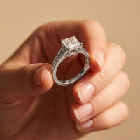 2.30 Ct Asscher Cut Moissanite Split Shank Accent Ring