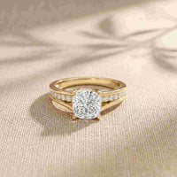 2.30 Ct Cushion Cut Moissanite Elegant Split Shank Ring