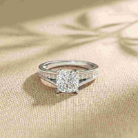 2.30 Ct Cushion Cut Moissanite Elegant Split Shank Ring