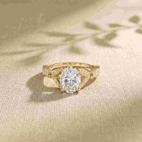 3 Ct Oval Cut Cathedral Pavé Moissanite Ring