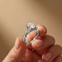 3 Ct Oval Cut Cathedral Pavé Moissanite Ring