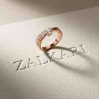 0.70 Ct Round Cut Moissanite Criss Cross Pavé Ring