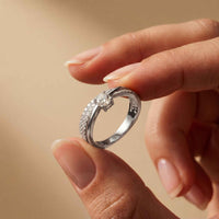 0.70 Ct Round Cut Moissanite Criss Cross Pavé Ring