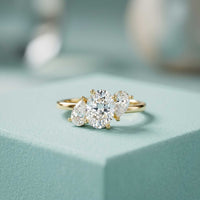 1.55 Ct Oval Cut Moissanite Classic Three Stone Ring