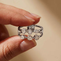 0.50 Ct Multi-Stone Open Gallery Moissanite Ring