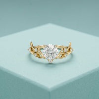 0.95 Ct Round Cut Nature-Inspired Moissanite Ring