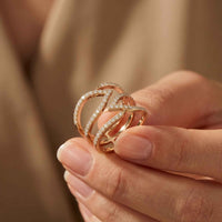 0.70 Ct Round Cut Moissanite Crossover Pavé Ring