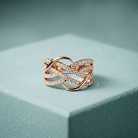 0.70 Ct Round Cut Moissanite Criss Cross Ring