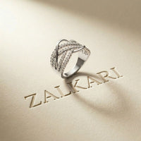 0.70 Ct Round Cut Moissanite Criss Cross Ring