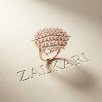 0.90 Ct Round Cut Moissanite Floral Statement Ring