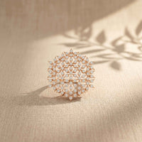 0.90 Ct Round Cut Moissanite Floral Statement Ring
