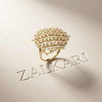 0.90 Ct Round Cut Moissanite Floral Statement Ring