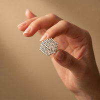 0.90 Ct Round Cut Moissanite Floral Statement Ring