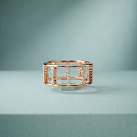 0.35 Ct Round Cut Moissanite Open Gallery Eternity Band Ring