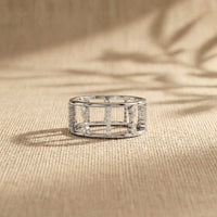 0.35 Ct Round Cut Moissanite Open Gallery Eternity Band Ring