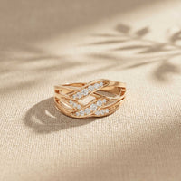 0.20 Ct Round Cut Moissanite Criss Cross Shank Ring