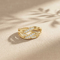 0.20 Ct Round Cut Moissanite Criss Cross Shank Ring