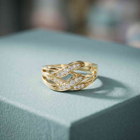 0.20 Ct Round Cut Moissanite Criss Cross Shank Ring