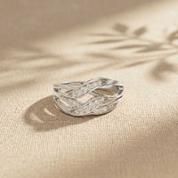 0.20 Ct Round Cut Moissanite Criss Cross Shank Ring