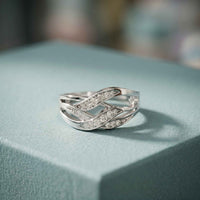 0.20 Ct Round Cut Moissanite Criss Cross Shank Ring