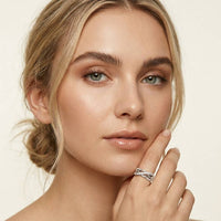0.20 Ct Round Cut Moissanite Criss Cross Shank Ring