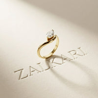 0.87 Ct Marquise Cut Moissanite Curved Shank Ring