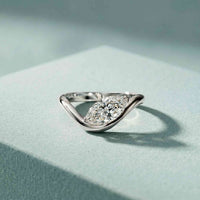 0.87 Ct Marquise Cut Moissanite Curved Shank Ring