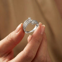 0.35 Ct Round Cut Moissanite Wave Style Ring