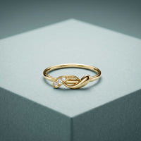 0.05 Ct Round Cut Moissanite Minimal Band Ring