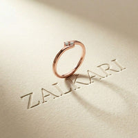 0.07 Ct Round Cut Moissanite Slim Minimal Ring