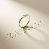 0.07 Ct Round Cut Moissanite Slim Minimal Ring