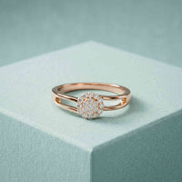 0.20 Ct Round Cut Moissanite Halo Split Shank Ring
