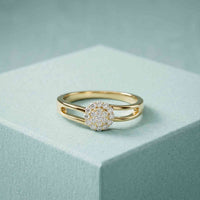 0.20 Ct Round Cut Moissanite Halo Split Shank Ring
