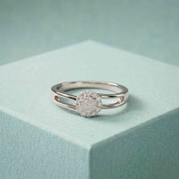 0.20 Ct Round Cut Moissanite Halo Split Shank Ring