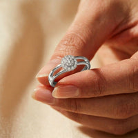 0.20 Ct Round Cut Moissanite Halo Split Shank Ring