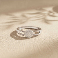 0.20 Ct Round Cut Moissanite Halo Split Shank Ring