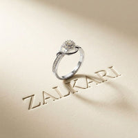 0.45 Ct Round Cut Moissanite Interwoven Halo Ring