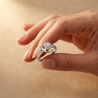 0.45 Ct Round Cut Moissanite Interwoven Halo Ring