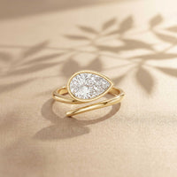 1.25 Ct Pear Cut Moissanite Bezel Solitaire Ring Gold