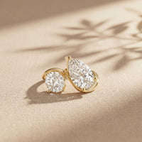 2.9 Ct Pear & Round Cut Moissanite Bypass Toi et Moi Ring