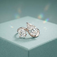 2.9 Ct Pear & Round Cut Moissanite Bypass Toi et Moi Ring