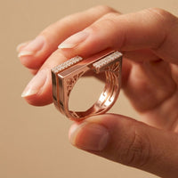 0.20 Ct Round Cut Moissanite Geometric Openwork Ring Rose Gold