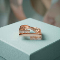 0.20 Ct Round Cut Moissanite Geometric Openwork Ring Rose Gold